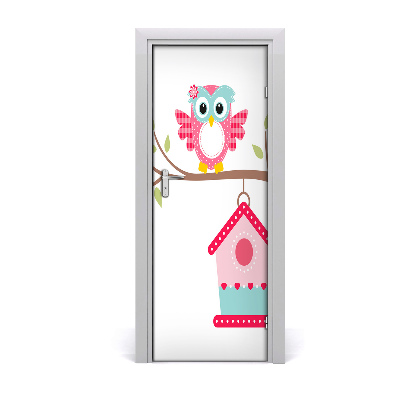 Autocolant de uși Bufniță pe o creangă