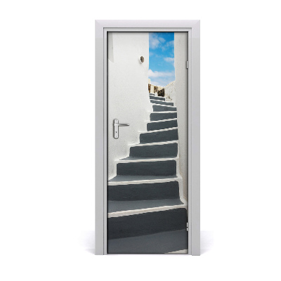 Tapet autocolant pentru uși Santorini Grecia scarile