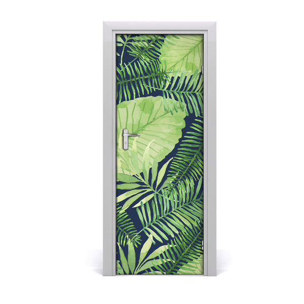 Autocolant pentru uși Frunze tropicale