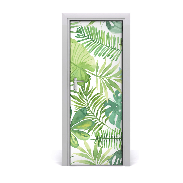 Tapet autocolant pentru uși Frunze tropicale