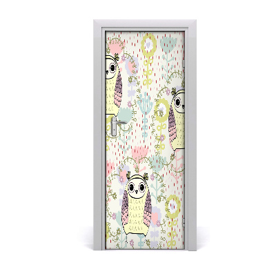 Tapet autocolant pentru uși Bufnițe