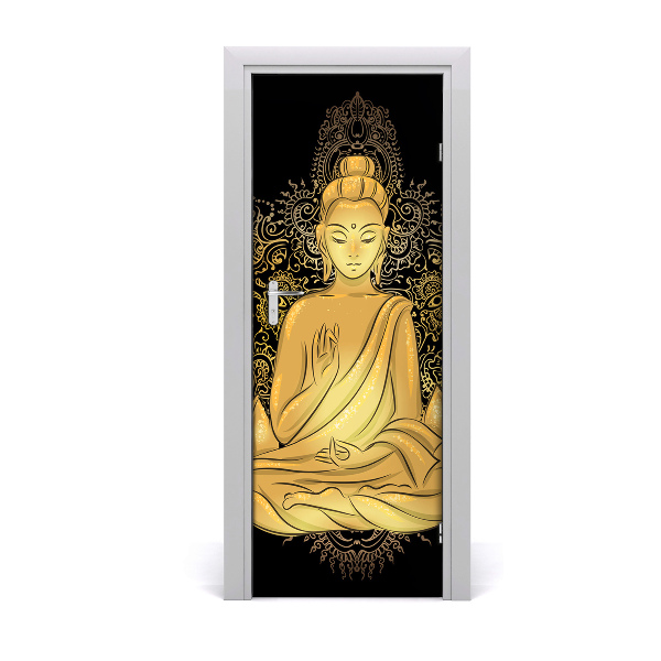 Tapet autocolant pentru uși Buddha și mandala