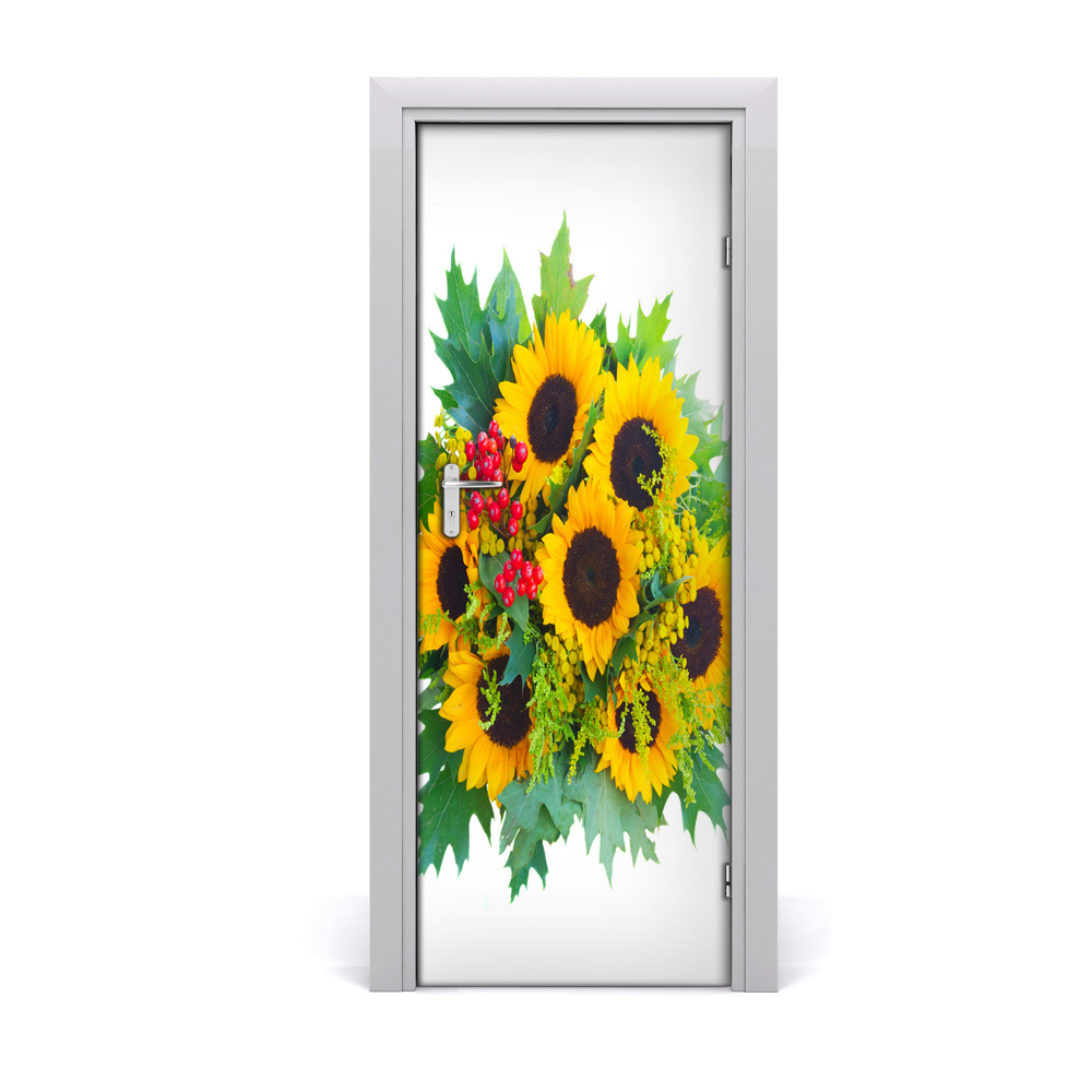 Autocolant uşă Buchet de floarea-soarelui