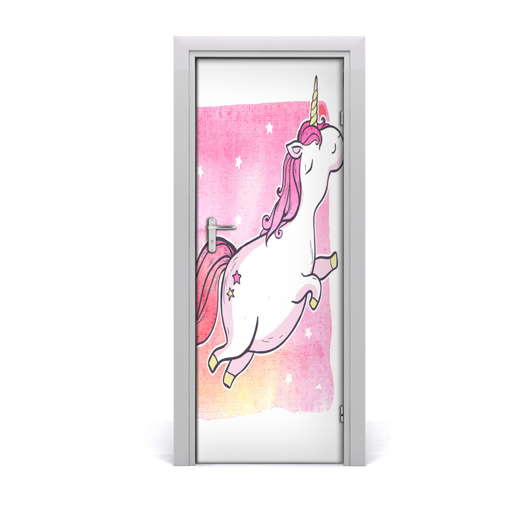 Autocolant de uşă Unicorn roz