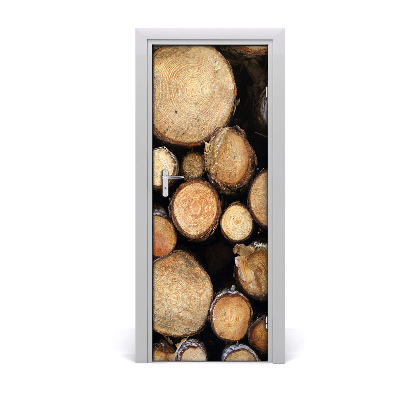 Tapet autocolant pentru uși Trunchiuri de lemn