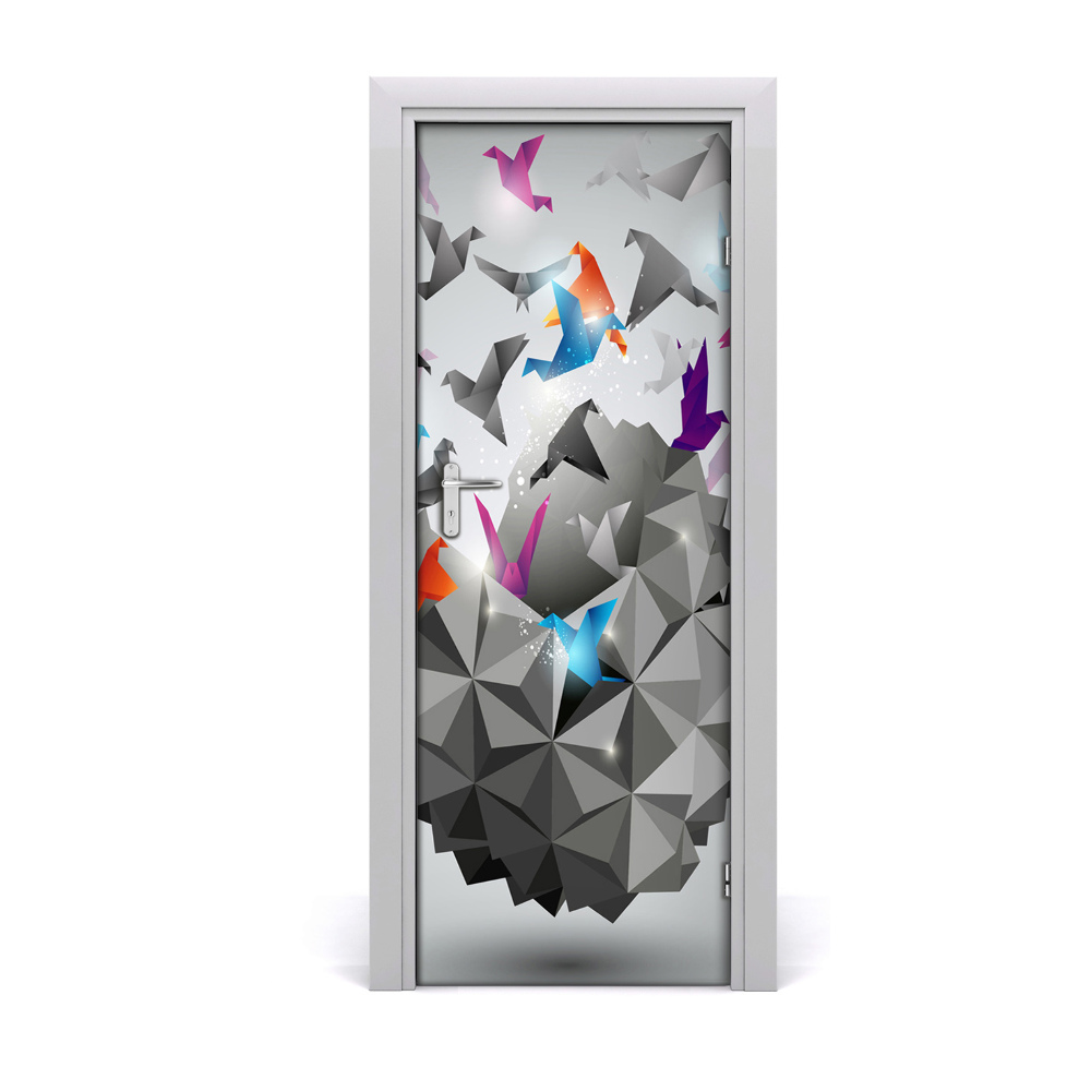 Tapet autocolant pentru uși Păsări de hârtie