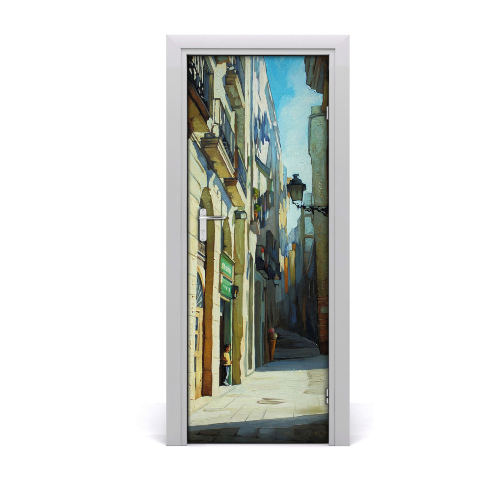 Autocolant de uşă Străzile Barcelonei