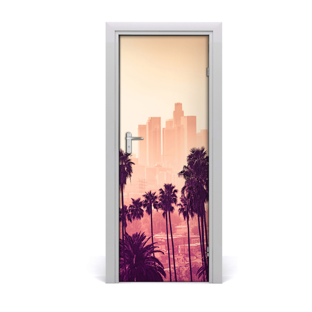 Tapet autocolant pentru uși Orașul palmierilor din Los Angeles