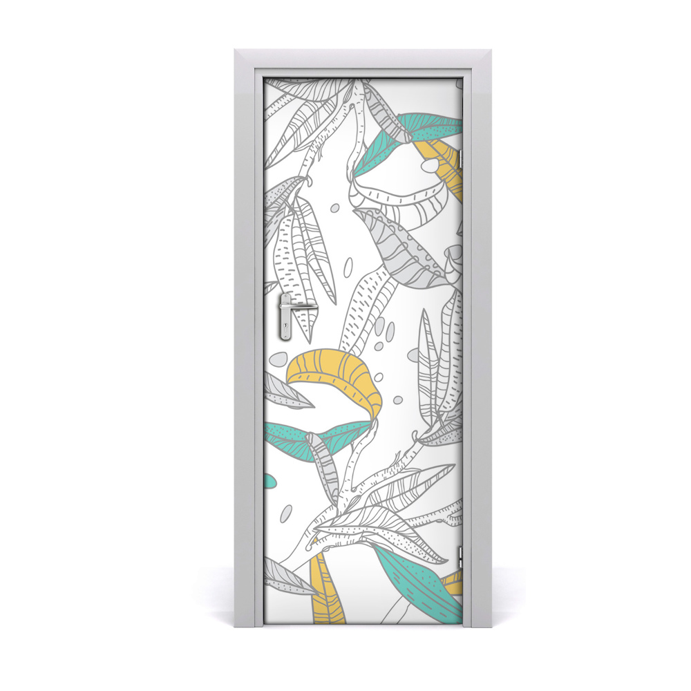 Autocolant de uşă Frunze colorate