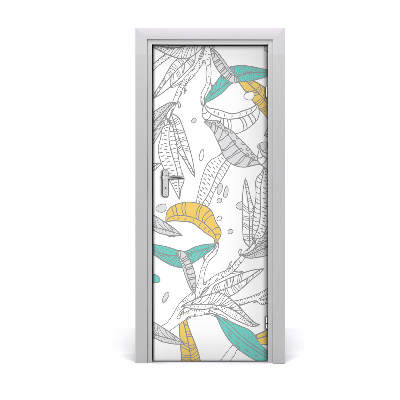 Autocolant de uşă Frunze colorate