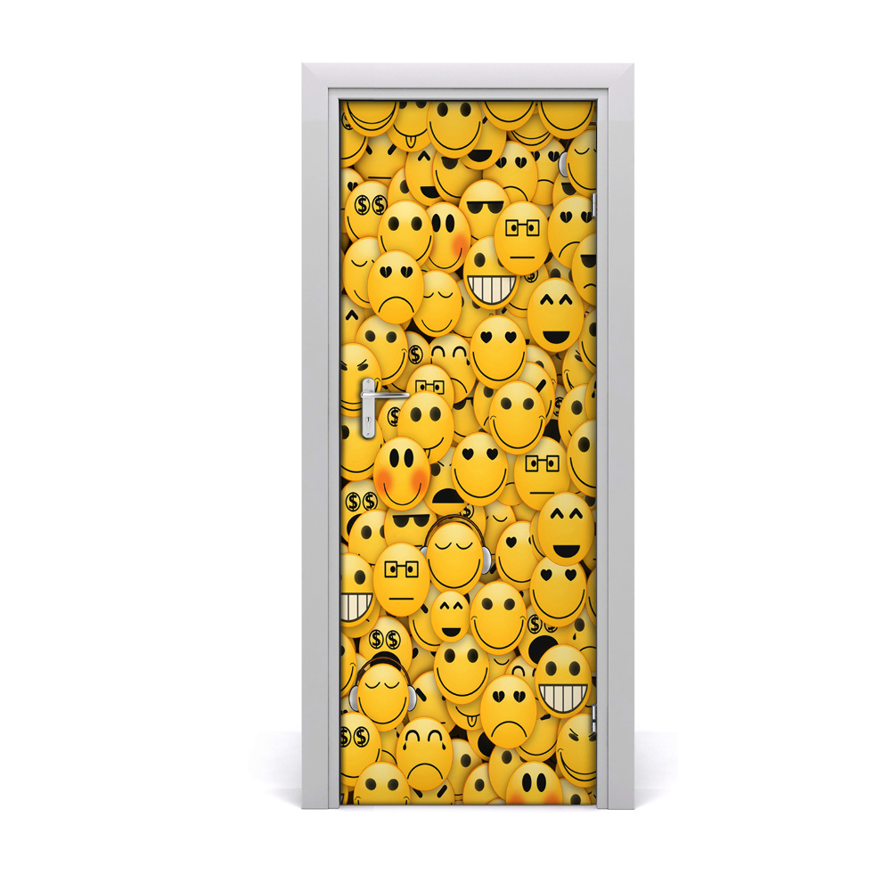 Tapet autocolant pentru uși Emoticoane galbene