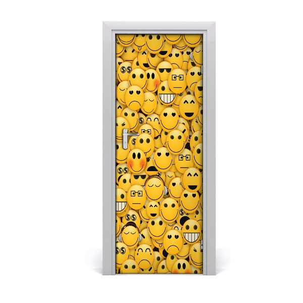 Tapet autocolant pentru uși Emoticoane galbene