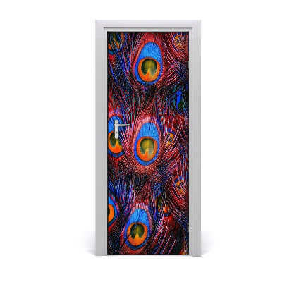 Autocolant uşă Pene albastre de păun