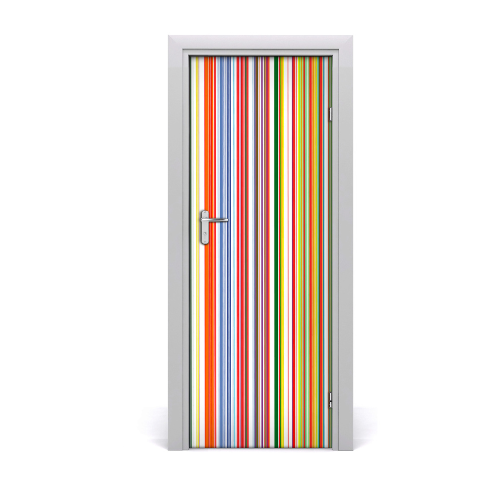 Autocolant de uşă Dungi mici colorate