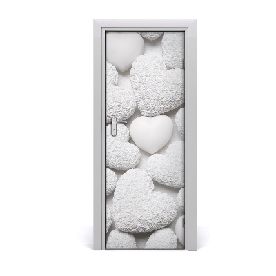 Autocolant de uşă Fundal de inimioare albe împrăștiate