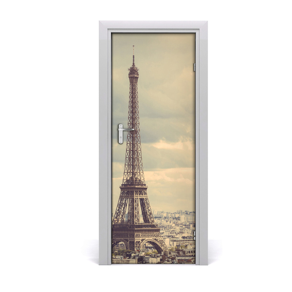 Autocolant pentru uși Turnul Eiffel sepia