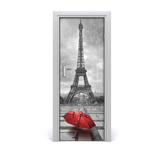 Autocolant pentru uși Umbrelă pe fundalul Turnului Eiffel
