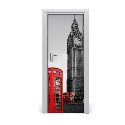 Autocolant de uşă Big Ben Londra alb-negru
