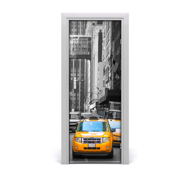 Autocolant de uși Taxiuri alb-negru din New York