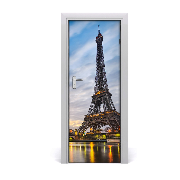 Tapet autocolant pentru uși Turnul Eiffel pe râu