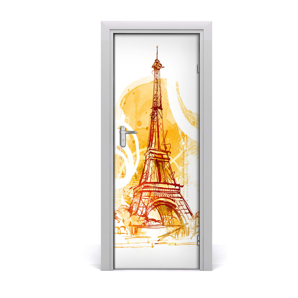Autocolant uşă Turnul Eiffel abstract