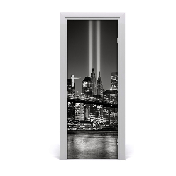 Autocolant de uşă New York Manhattan alb-negru