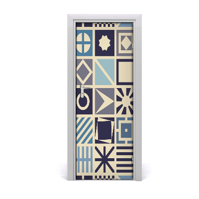 Autocolant uşă Model cu simboluri în pătrate