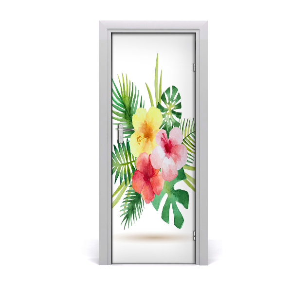 Autocolant uşă Flori tropicale