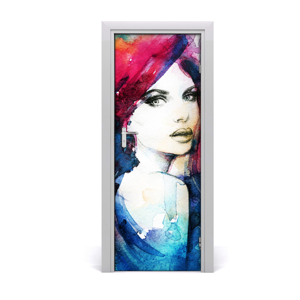 Autocolant de uşă Acuarelă femeie
