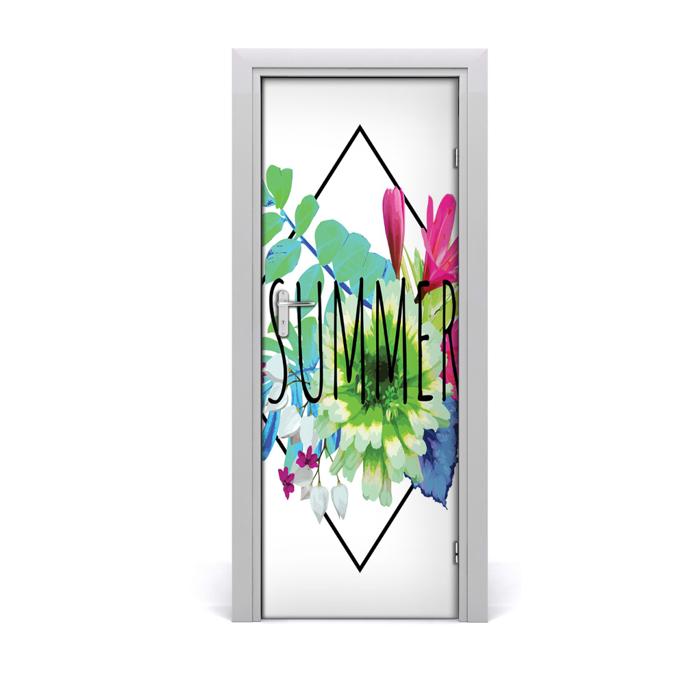 Tapet autocolant pentru uși Inscripție colorată de vară