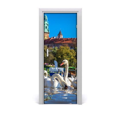 Tapet autocolant pentru uși Cracovia Polonia Lebedele