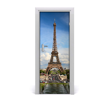 Autocolant pentru uși Turnul Eiffel pe cer