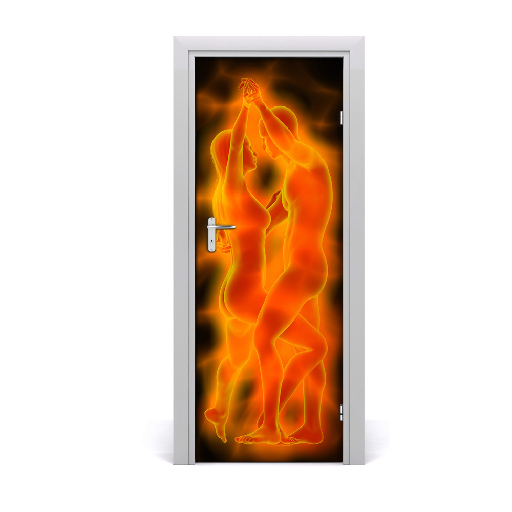 Autocolant uşă Cuplu portocaliu dansator