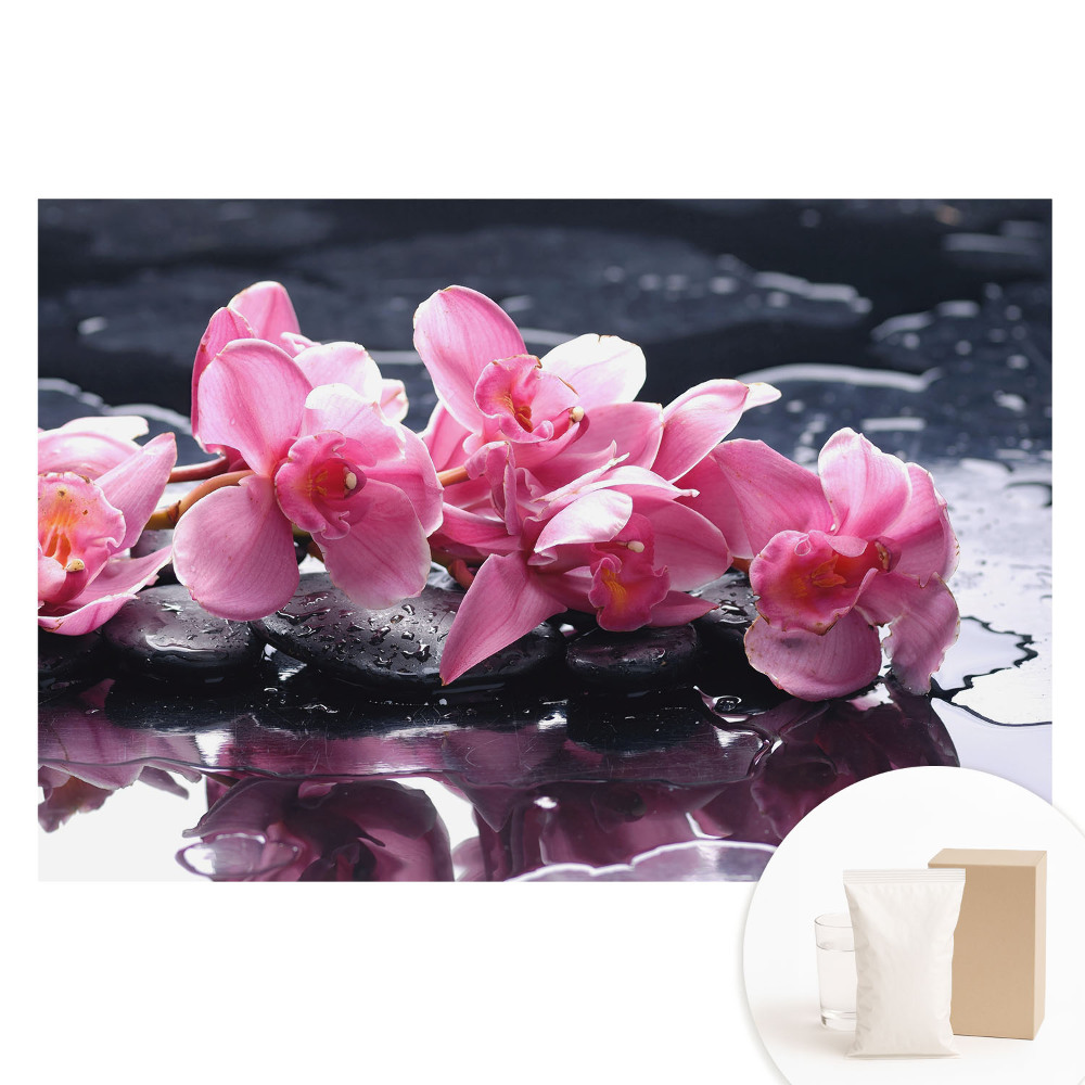 Tapet foto mare pentru perete Orhidee roz pe pietre