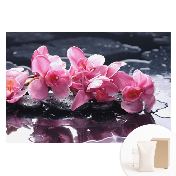 Tapet foto mare pentru perete Orhidee roz pe pietre