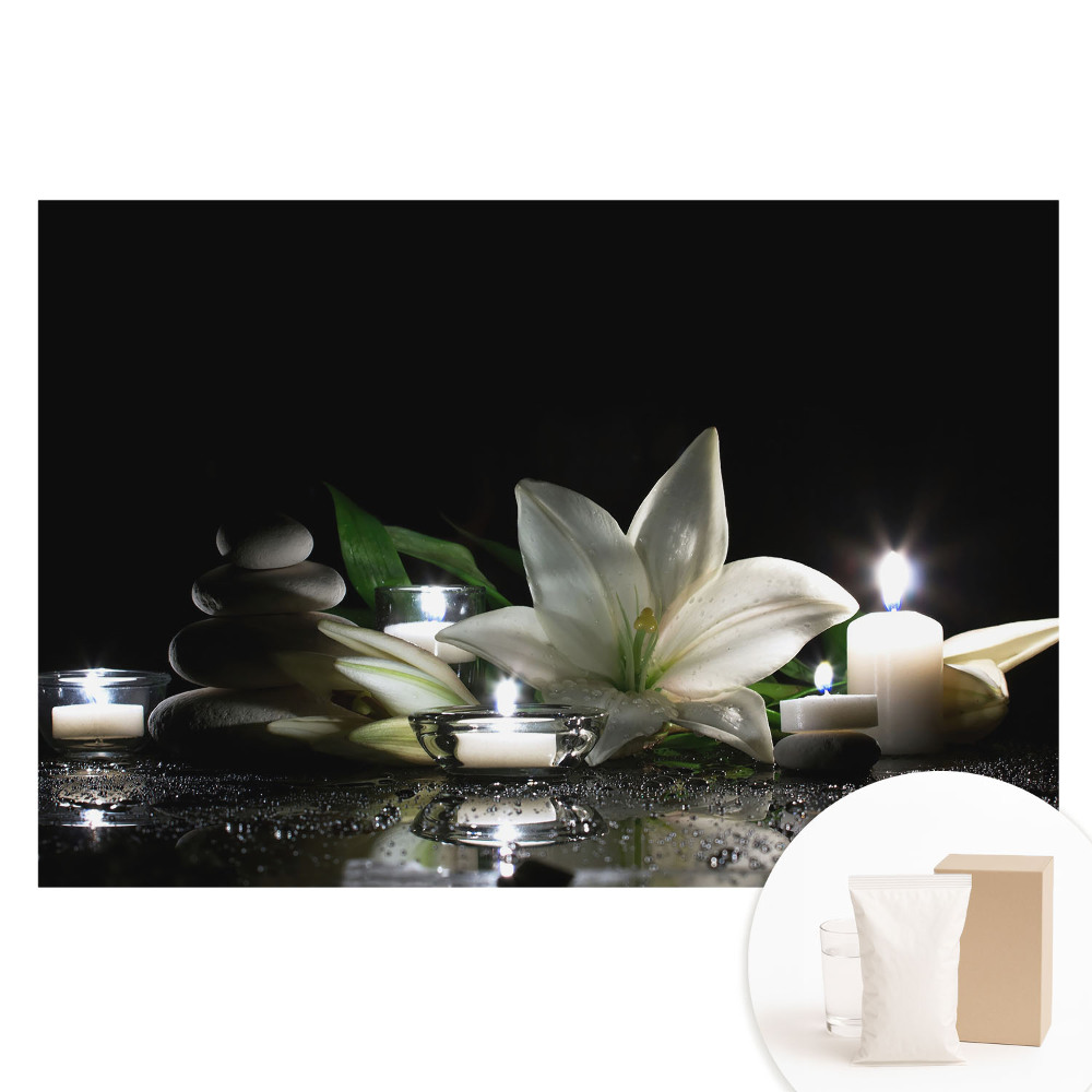 Tapet foto mare pentru perete Crini cu pietre și lumânări