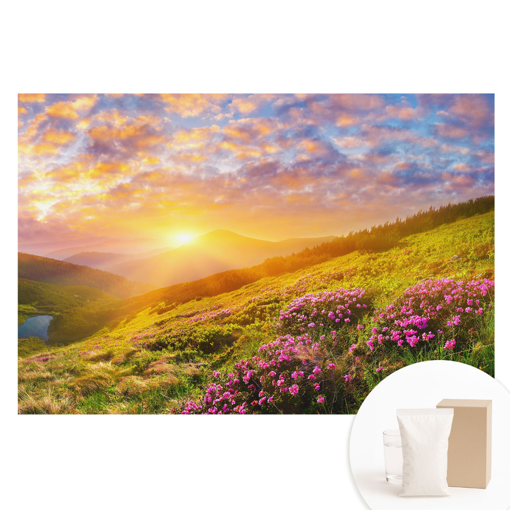 Tapet nețesut Flori de munte la apus de soare