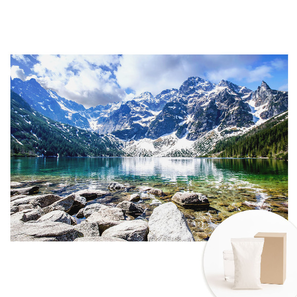 Tapet foto mare pentru perete Lacul și vârfurile de munte inspiră prin pacea lor