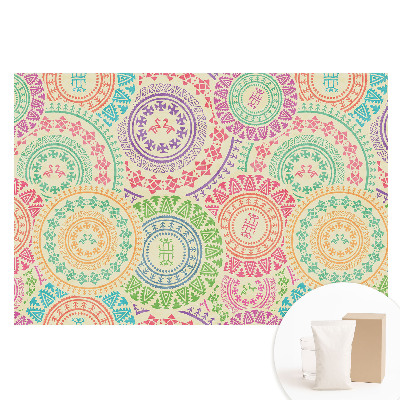 Tapet fotografic nețesut Mandale în stil boho în culori pastelate