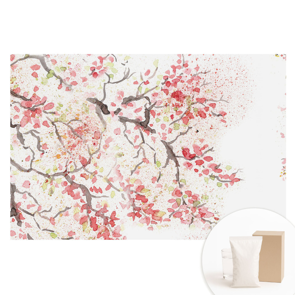 Tapet foto din material nețesut cu model floral în acuarelă