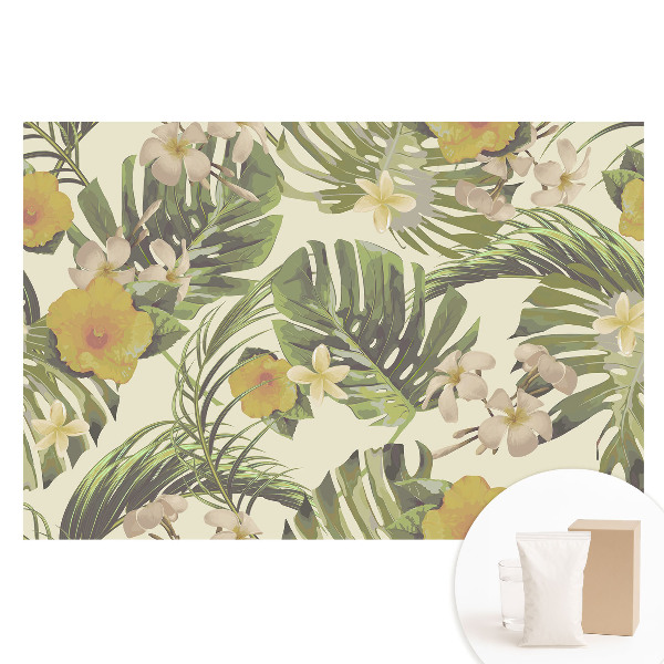 Fototapet cu imprimeu pe material nețesut Frunze tropicale, flori exotice