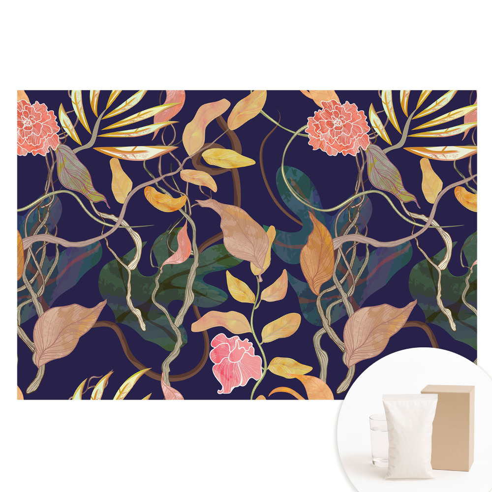 Tapet foto pe material nețesut Floră exotică pe un fundal albastru marin