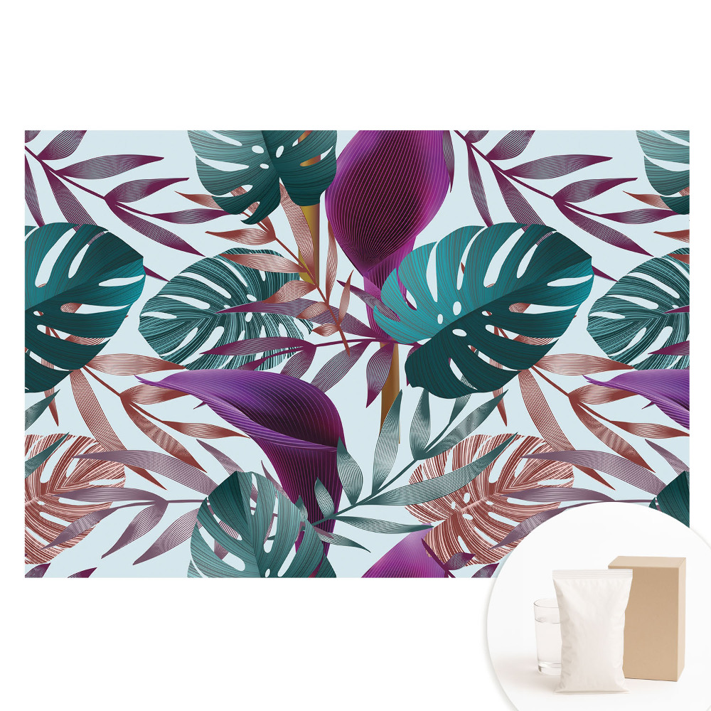 Fototapet cu imprimeu pe material nețesut Haos de frunze tropicale colorate