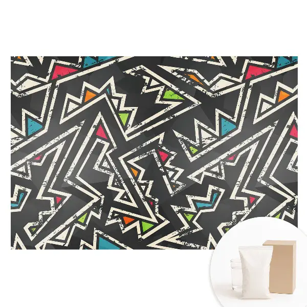 Tapet nețesut cu model geometric în zig-zag multicolor