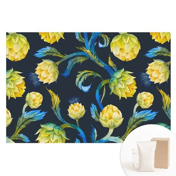 Tapet fotomural din material nețesut cu design floral acuarelă plin de eleganță și vioiciune