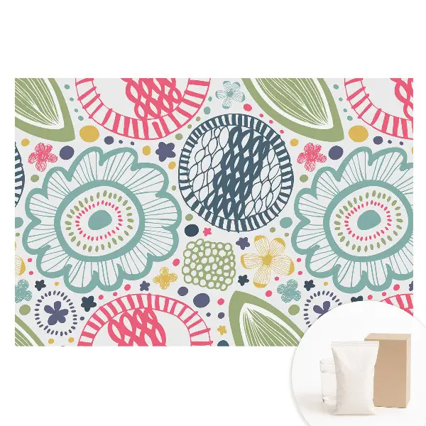 Tapet nețesut cu model geometric și imprimeu floral contemporan