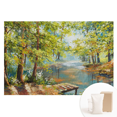 Tapet fotografic pe material nețesut Peisaj forestier atmosferic cu un lac