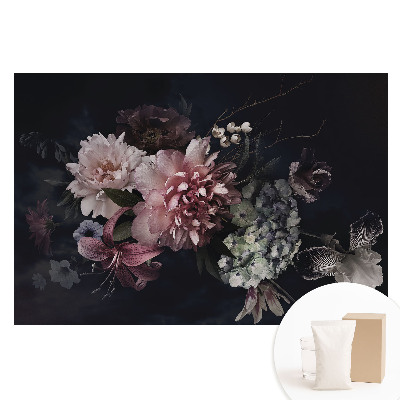 Tapet fotomural pe material nețesut cu model floral elegant pe fundal întunecat