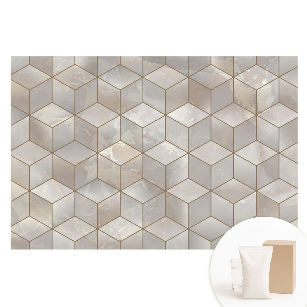 Tapet fotomural pe material nețesut cu model mozaic geometric modern în nuanțe de gri
