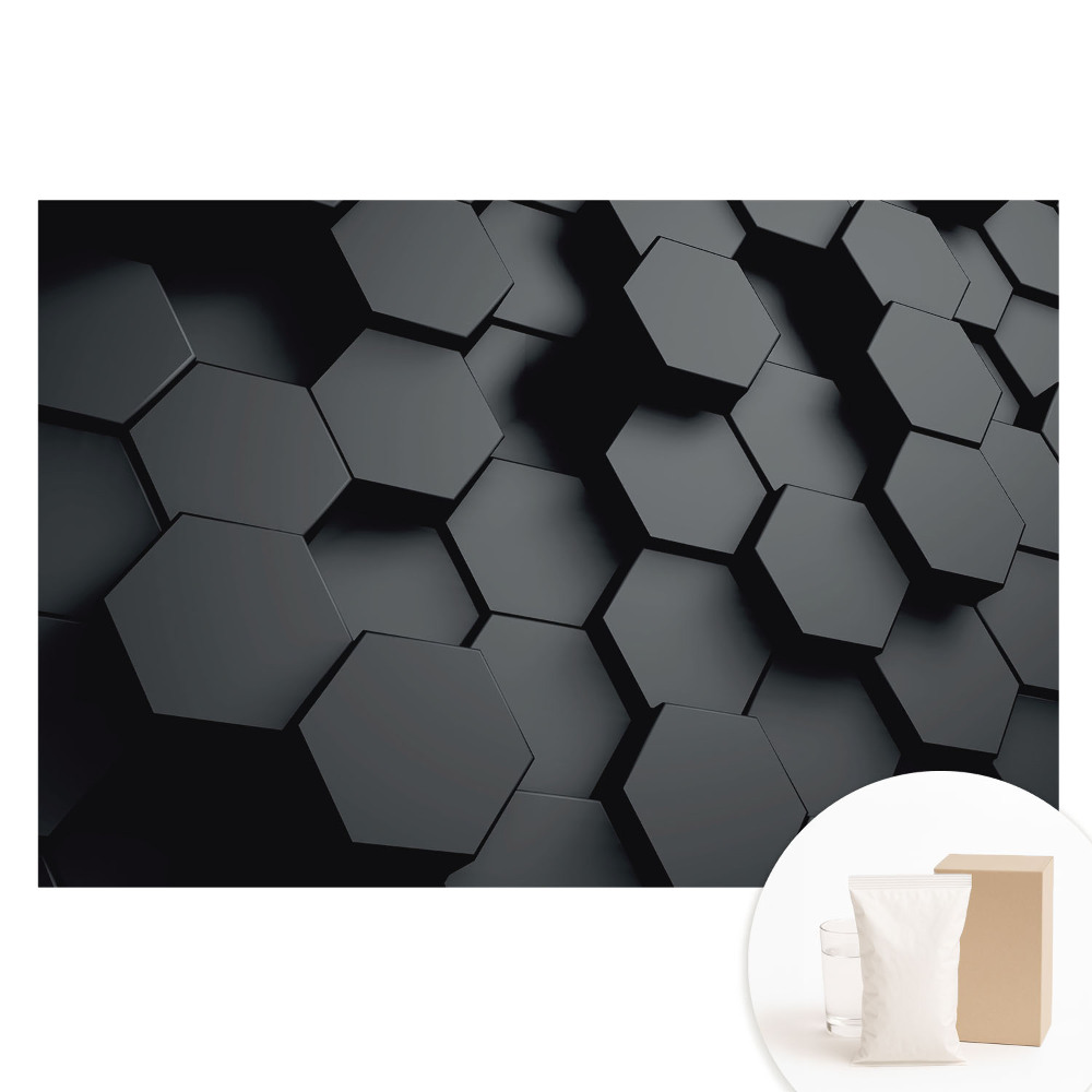 Tapet nețesut cu imprimeu Hexagone 3D întunecate, eleganță și modernitate